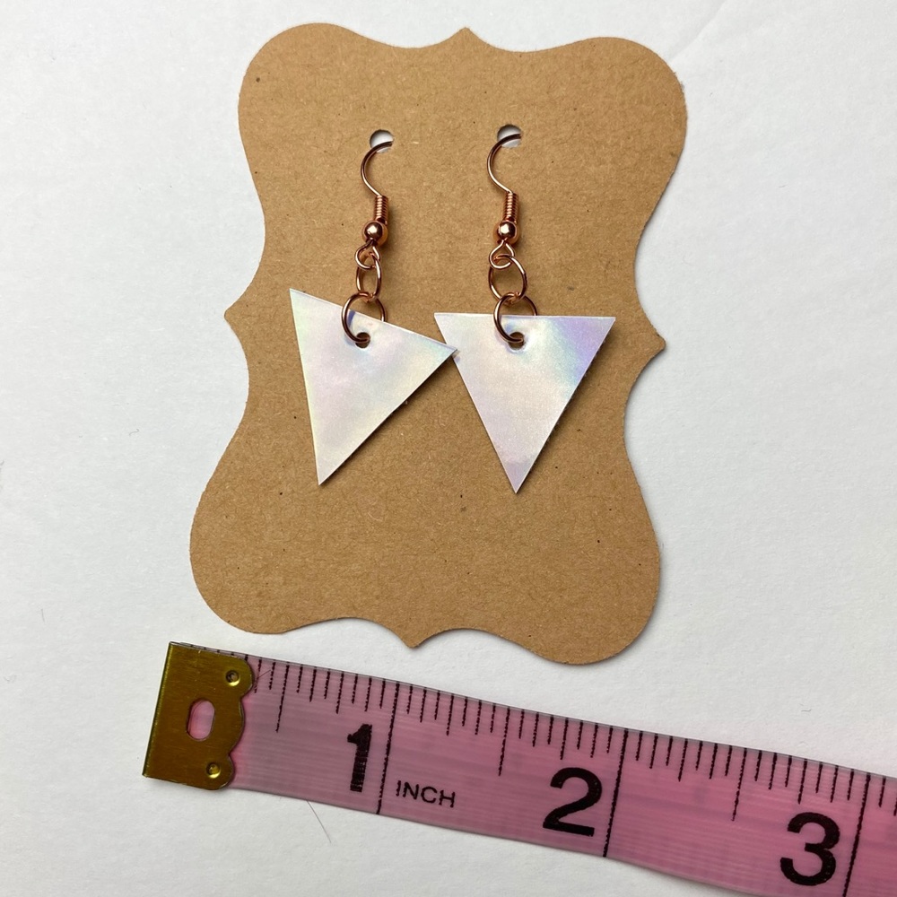 Faux Leather Holographic Triangle Earrings - Picture 5 of 6
